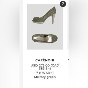 New shoes - CafeNoir - olive green size 7 never worn